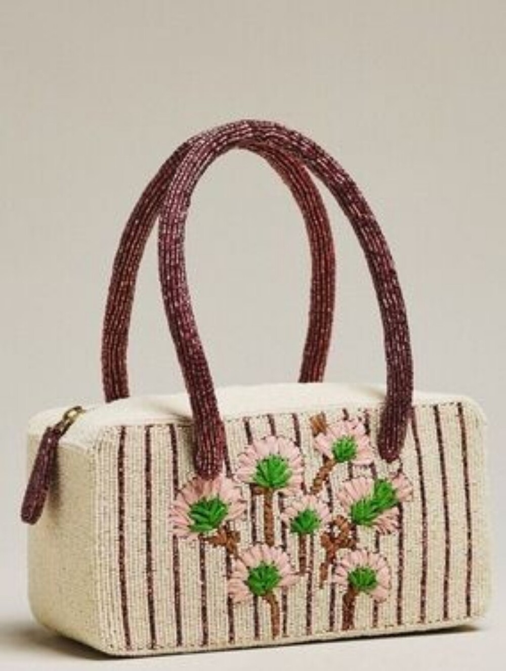 Anthro Beaded Box-Shaped Bag Floral Stripe